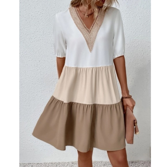 Boho Color Block Lace Oversized Dress - Picture 15 of 16